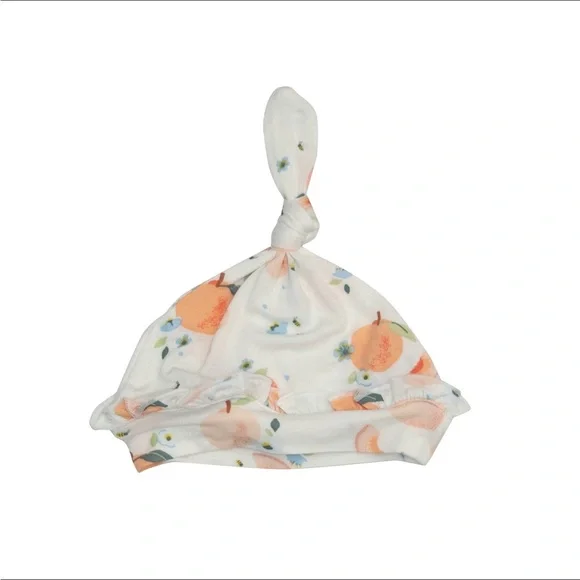 Angel Dear Viscose Bamboo Ruffled Knotted Hat NWT 0-3M Peaches - Picture 1 of 2